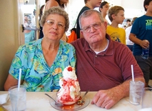 Dave and Velma Barber with ice cream sundae