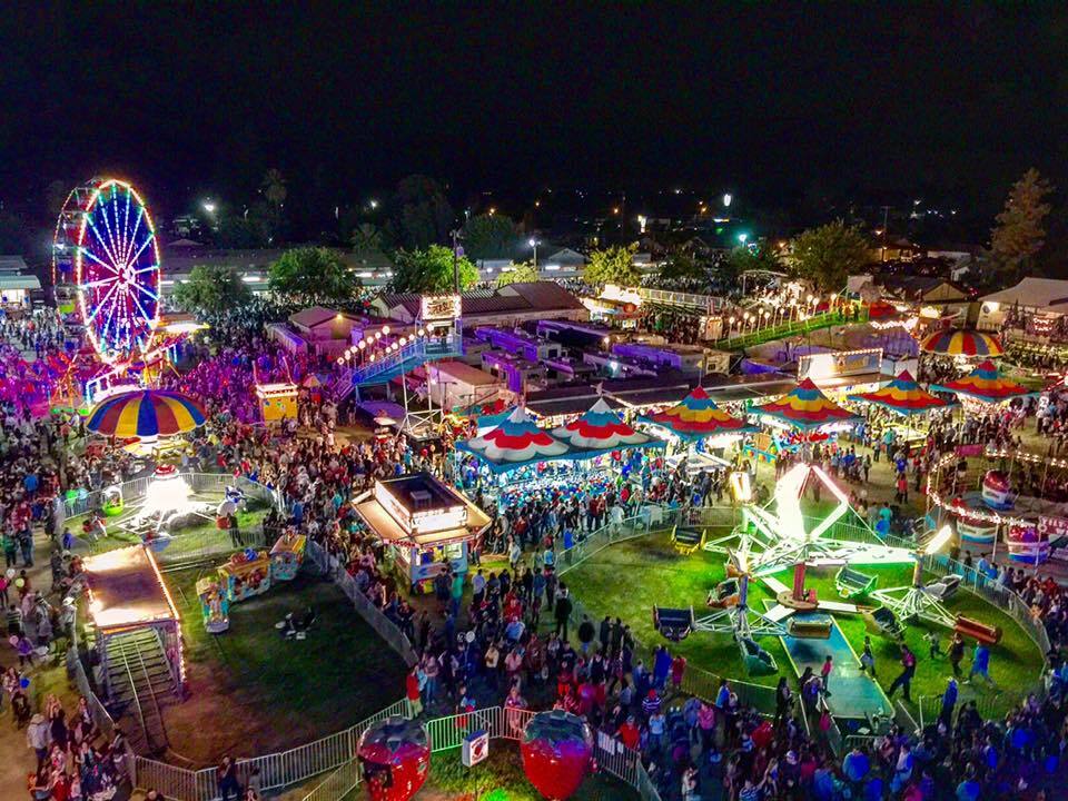 overview of the caruthers fair at night