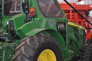 close up of a green tractor